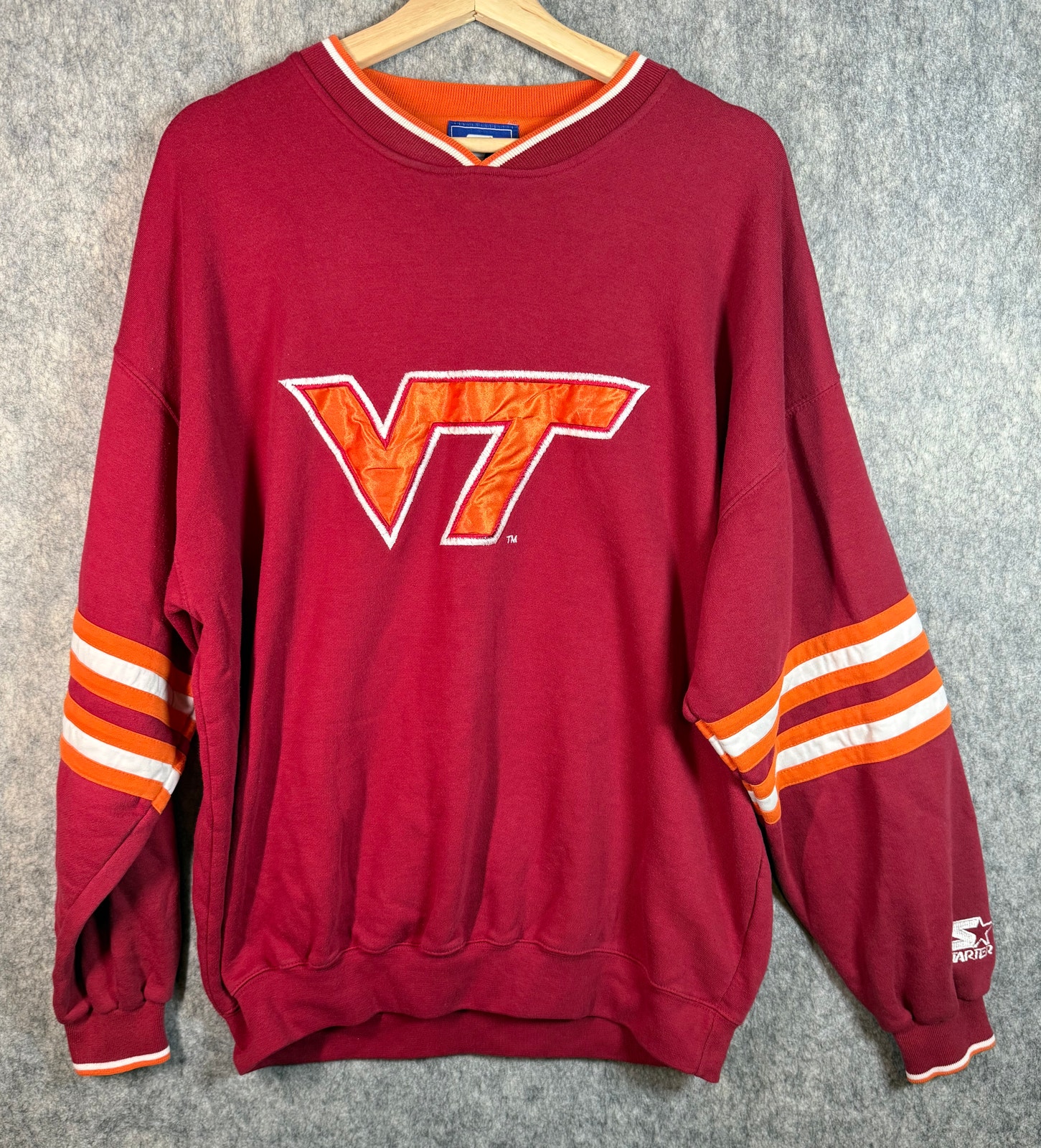 Vintage 90s Starter Virginia Tech Mens Xl Crewneck Sweatshirt Chest Logo Ncaa